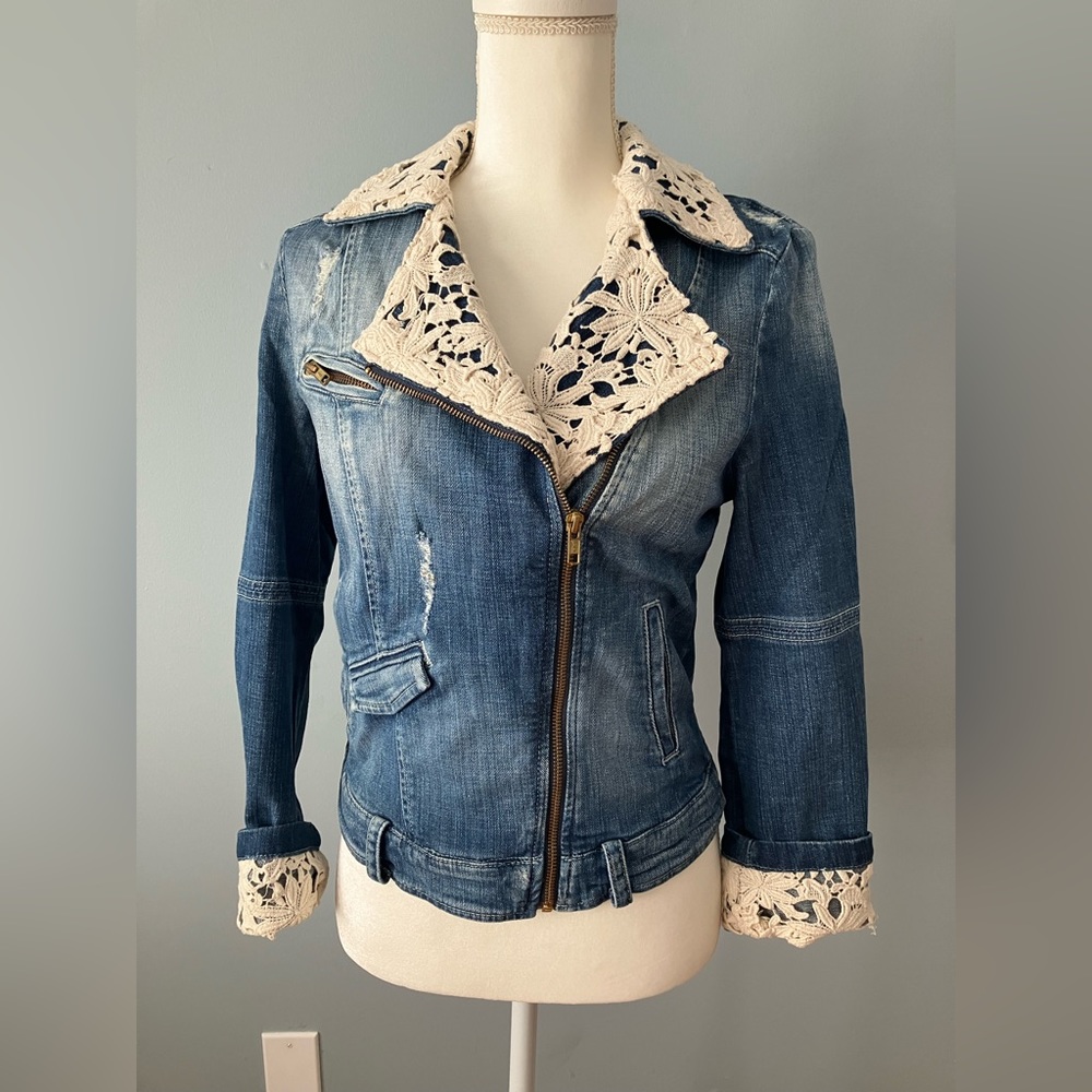Guess Lace Denim Moto Jacket